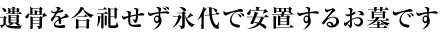 遺骨を合祀せず永代で安置するお墓です